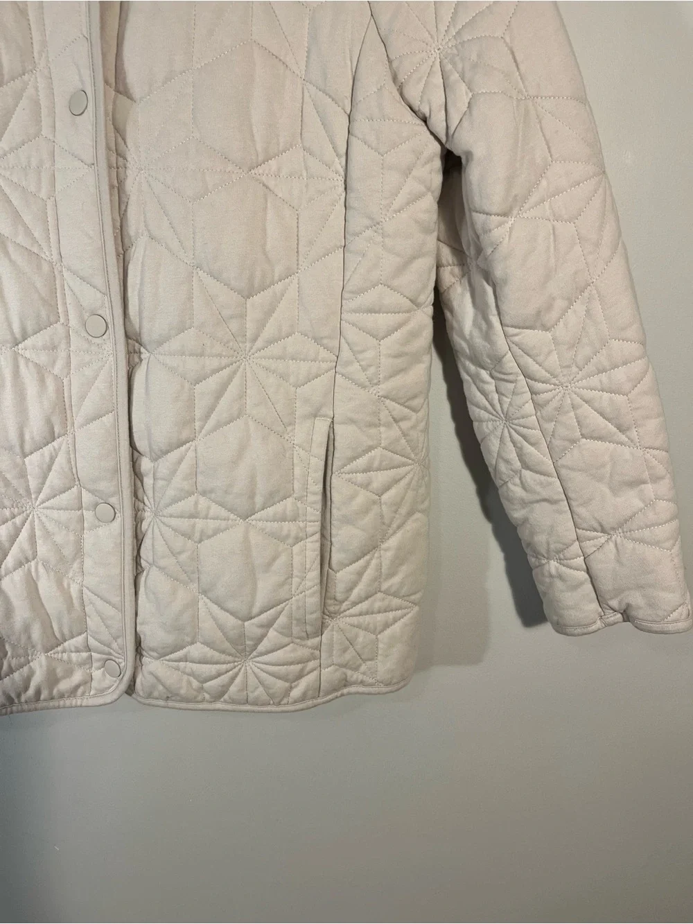 LANDS' END Cotton Quilted Insulated Jacket Light Stone Cabin Core M 10-12